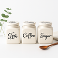 The Deluxe Creations Airtight Ceramic Tea, Coffee & Sugar Jar Set with Ceramic Lids – 500 ml (Set of 3)