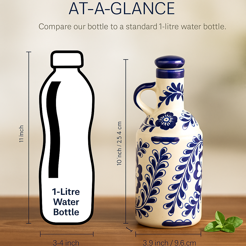 The Deluxe Creations Hand-Painted Ceramic Olive Oil Dispenser – 1000 ml