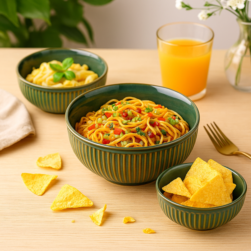 The Deluxe Creations Green Ceramic Bowl Set – Set of 3 (850ml, 500ml, 250ml)