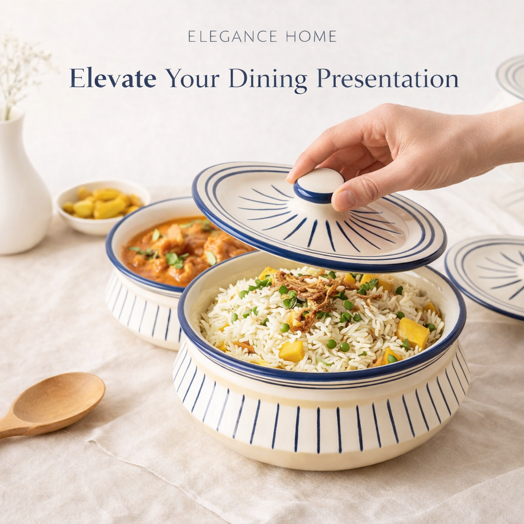 The Deluxe Creations Ceramic Casserole Serving Bowls with Lids – Set of 3 (1200ml, 900ml, 650ml) – Microwave Safe